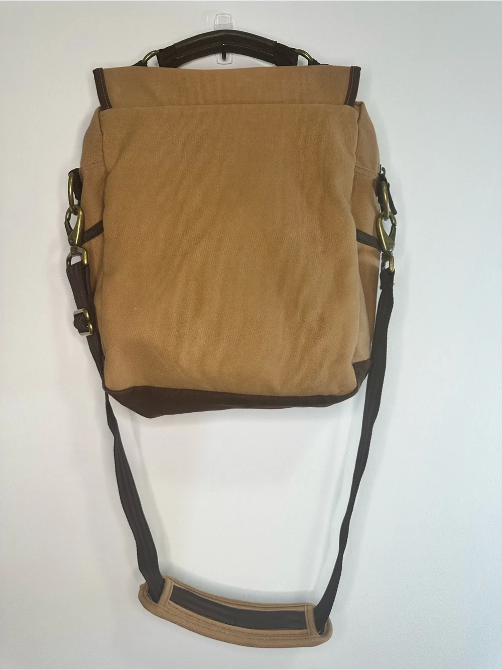 Eddie Bauer Leather and Canvas Messenger Bag - Brown